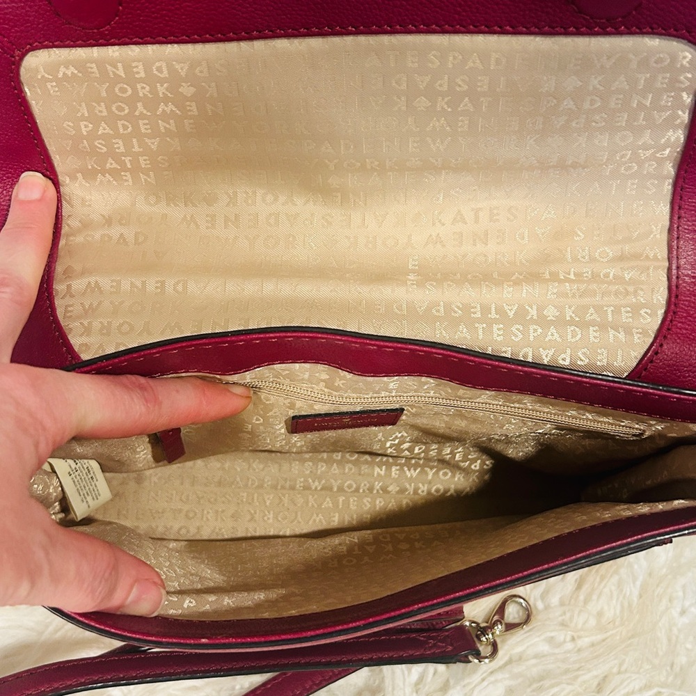 Kate Spade Burgundy Leather Chain-Trim Satchel Crossbody Bag - Picture 3 of 8